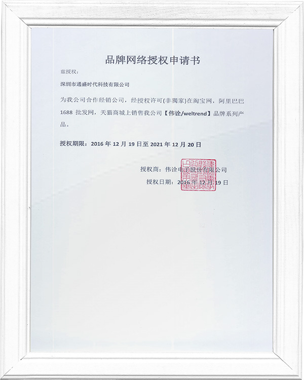通盛-伟诠网络授权申请书